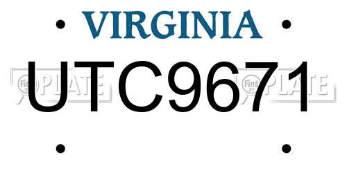 UTC9671 Virginia License Plate