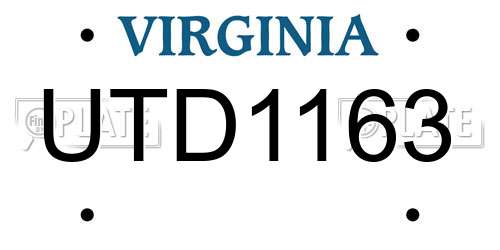 UTD1163 Virginia License Plate
