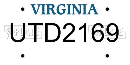 UTD2169 Virginia License Plate