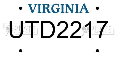 UTD2217 Virginia License Plate