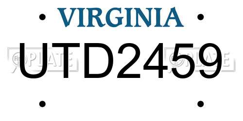 UTD2459 Virginia License Plate