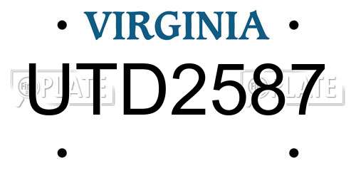 UTD2587 Virginia License Plate