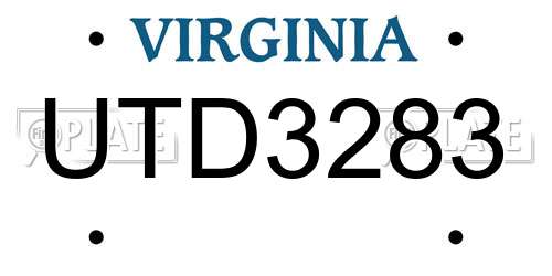 UTD3283 Virginia License Plate