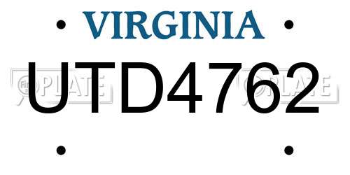UTD4762 Virginia License Plate