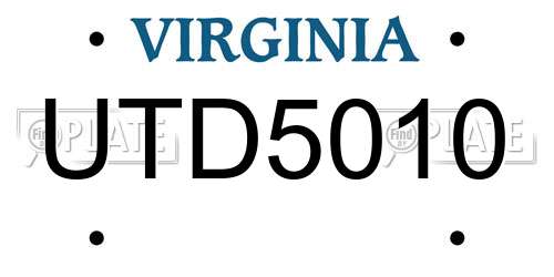 UTD5010 Virginia License Plate