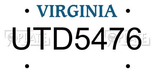 UTD5476 Virginia License Plate
