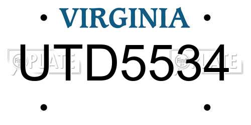 UTD5534 Virginia License Plate