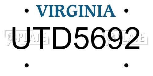 UTD5692 Virginia License Plate