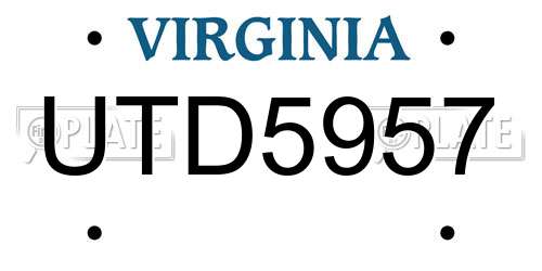 UTD5957 Virginia License Plate