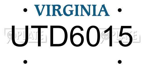 UTD6015 Virginia License Plate