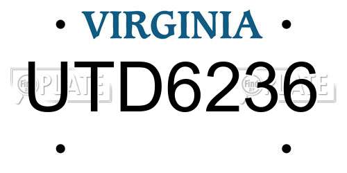 UTD6236 Virginia License Plate