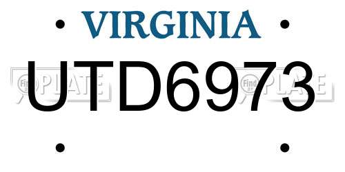 UTD6973 Virginia License Plate