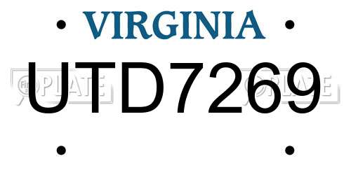 UTD7269 Virginia License Plate