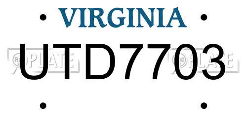 UTD7703 Virginia License Plate