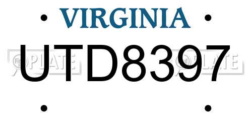 UTD8397 Virginia License Plate