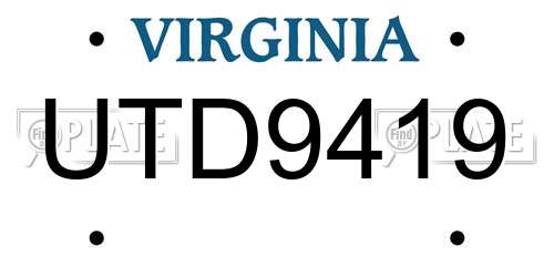UTD9419 Virginia License Plate