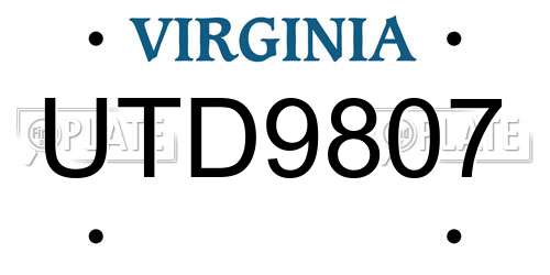UTD9807 Virginia License Plate