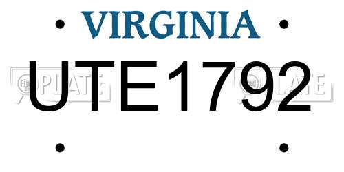 UTE1792 Virginia License Plate