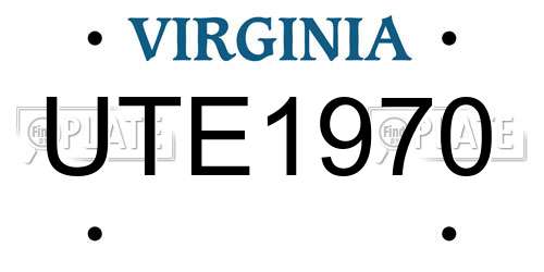 UTE1970 Virginia License Plate