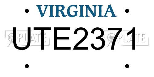UTE2371 Virginia License Plate