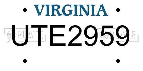 UTE2959 Virginia License Plate