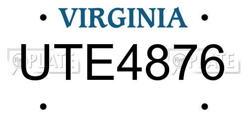 UTE4876 Virginia License Plate