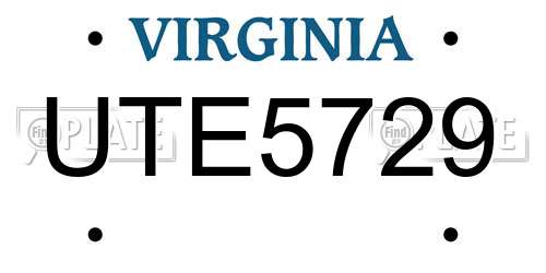 UTE5729 Virginia License Plate