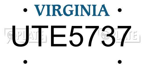 UTE5737 Virginia License Plate