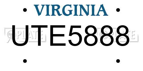 UTE5888 Virginia License Plate