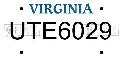 UTE6029 Virginia License Plate