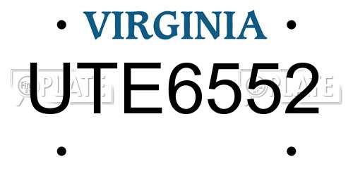 UTE6552 Virginia License Plate