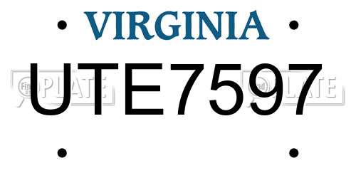 UTE7597 Virginia License Plate