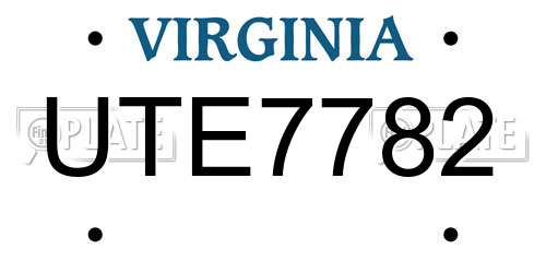 UTE7782 Virginia License Plate