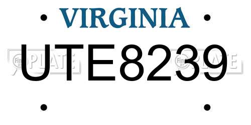UTE8239 Virginia License Plate