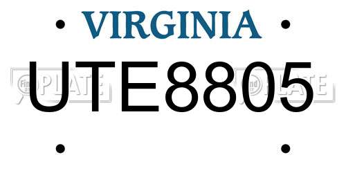 UTE8805 Virginia License Plate