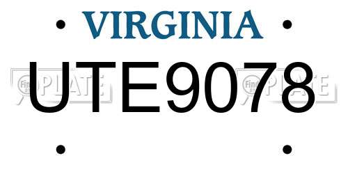 UTE9078 Virginia License Plate
