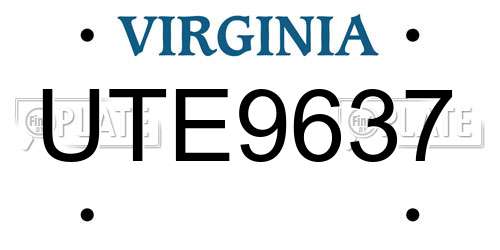 UTE9637 Virginia License Plate