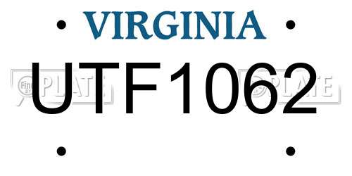 UTF1062 Virginia License Plate