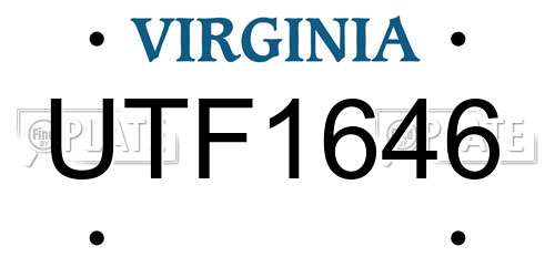 UTF1646 Virginia License Plate