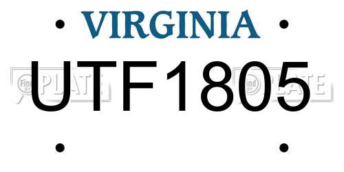 UTF1805 Virginia License Plate