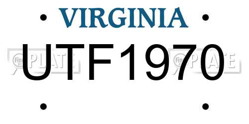 UTF1970 Virginia License Plate