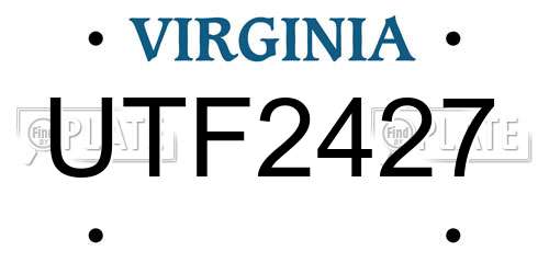 UTF2427 Virginia License Plate