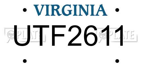 UTF2611 Virginia License Plate