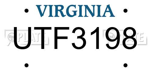 UTF3198 Virginia License Plate