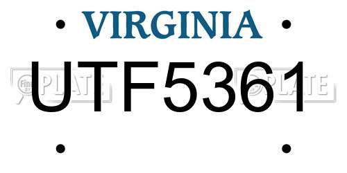 UTF5361 Virginia License Plate