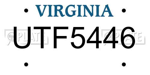 UTF5446 Virginia License Plate