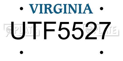 UTF5527 Virginia License Plate