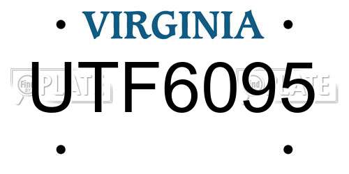UTF6095 Virginia License Plate