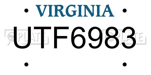 UTF6983 Virginia License Plate