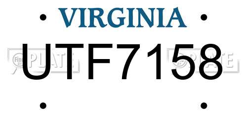 UTF7158 Virginia License Plate